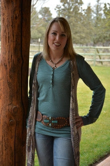 Green Slub Knit Henley - Pistol Annie's Boutique