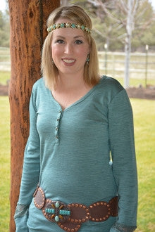 Green Slub Knit Henley - Pistol Annie's Boutique