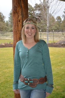 Green Slub Knit Henley - Pistol Annie's Boutique