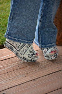 Aztec Pattern Canvas Wedge - Pistol Annie's Boutique