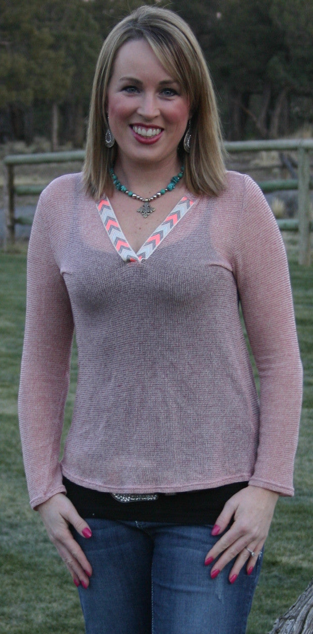 Aztec Accented Rose Knit Hoodie - Pistol Annie's Boutique