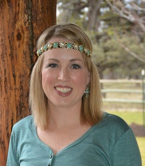 Turquoise Pearl Boho Chic Stretch Headband - Pistol Annie's Boutique