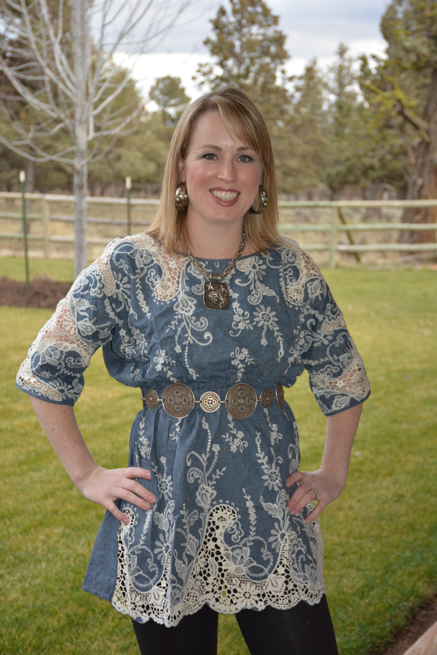 Denim & Diamonds Tunic - Pistol Annie's Boutique