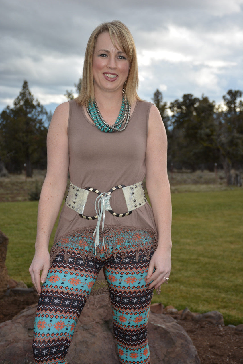 Mocha Fringe Tank - Pistol Annie's Boutique
