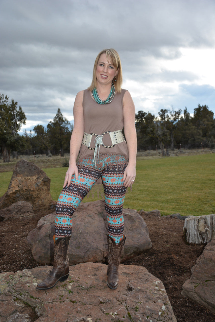 Mocha Fringe Tank - Pistol Annie's Boutique