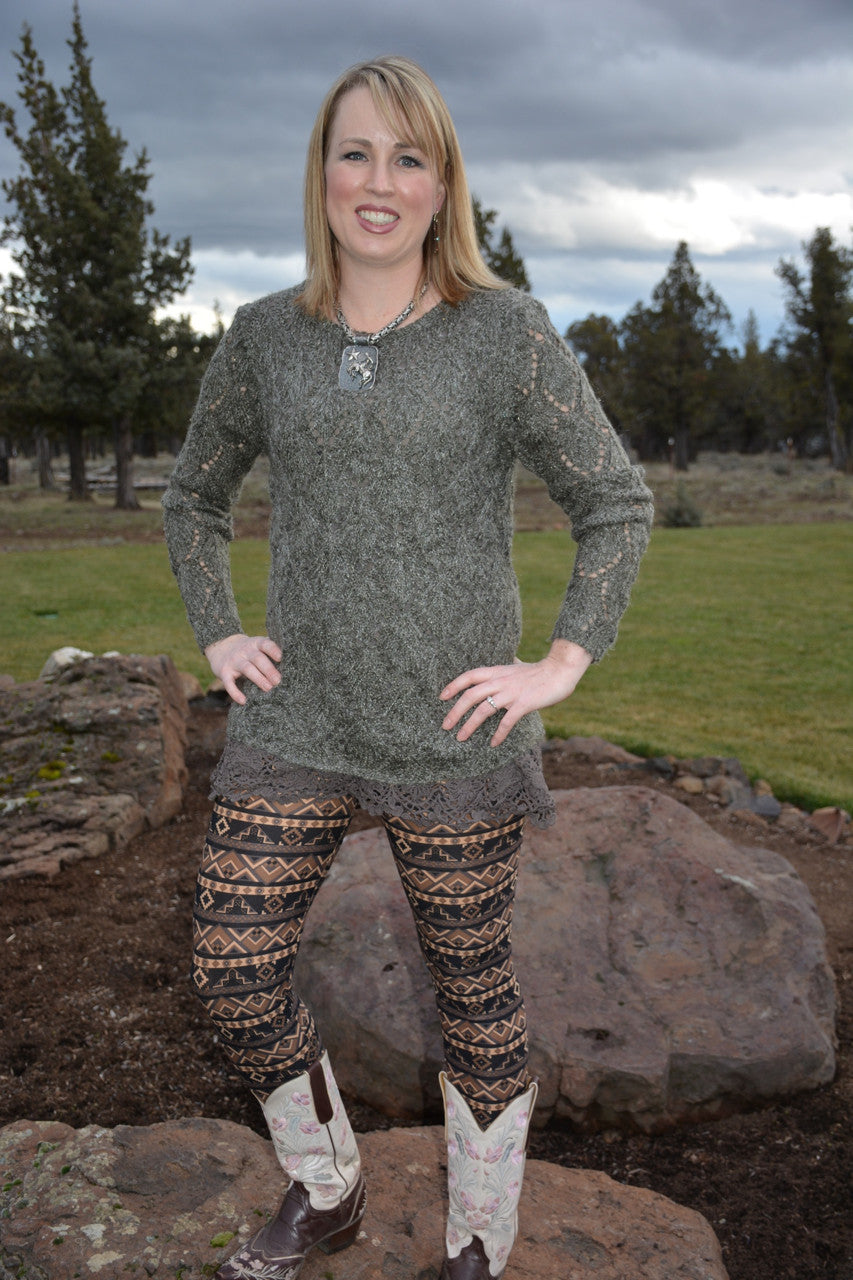 Orange Creek Charcoal & Olive Sweater - Pistol Annie's Boutique