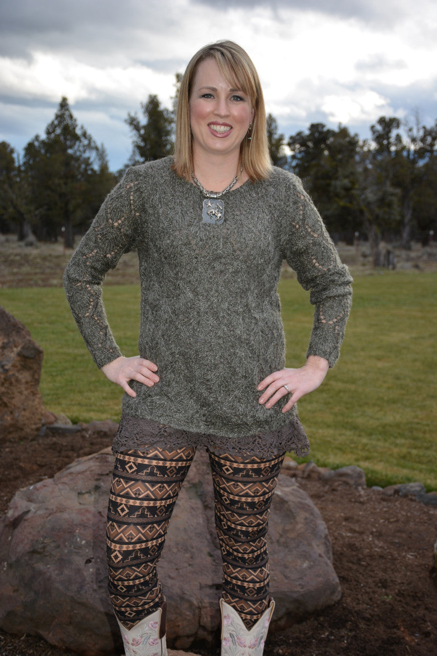 Orange Creek Charcoal & Olive Sweater - Pistol Annie's Boutique