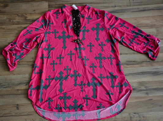 Cross Pattern Blouse - Pistol Annie's Boutique