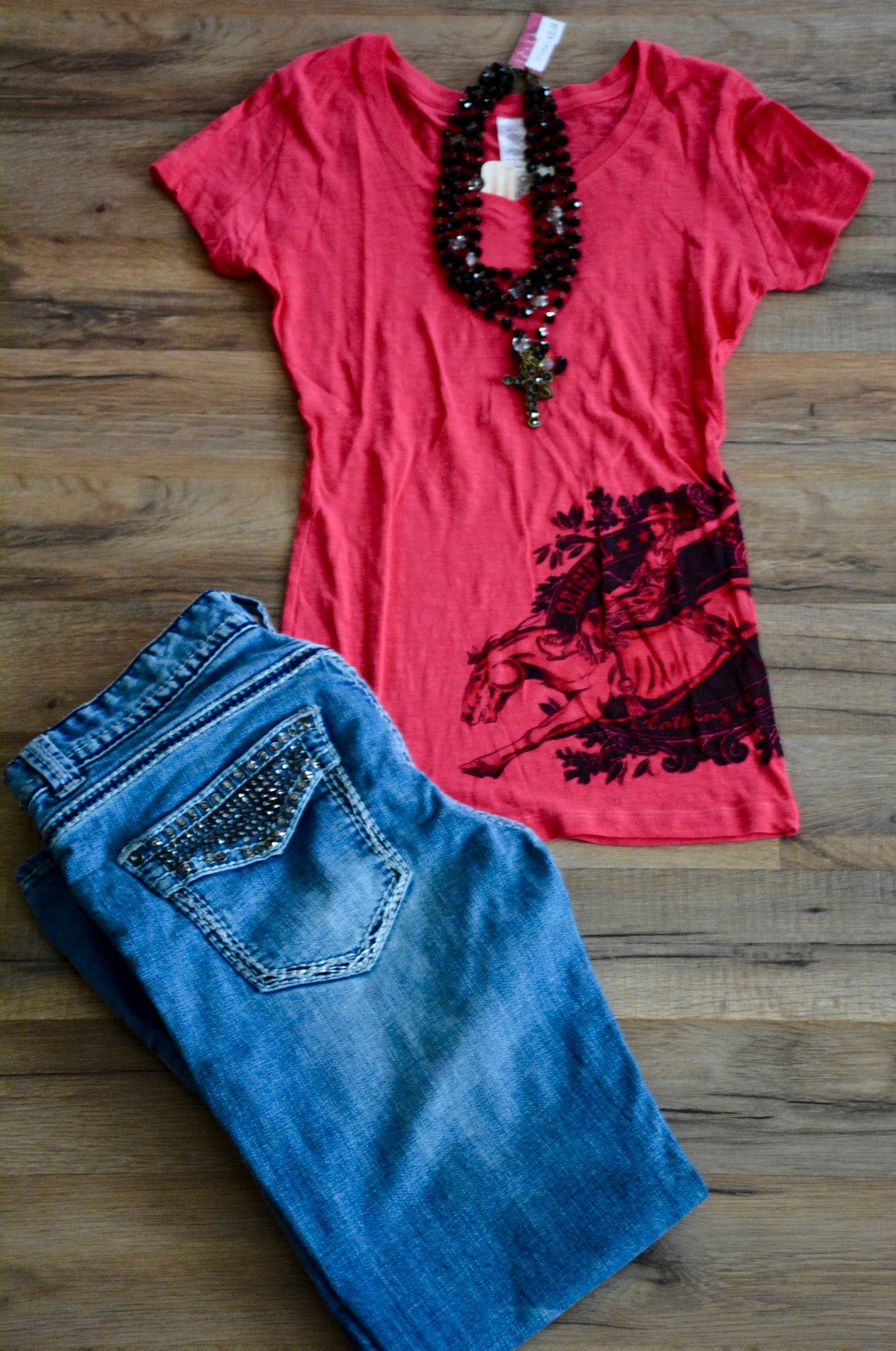 Ridem' Cowgirl Burnout Tee - Pistol Annie's Boutique