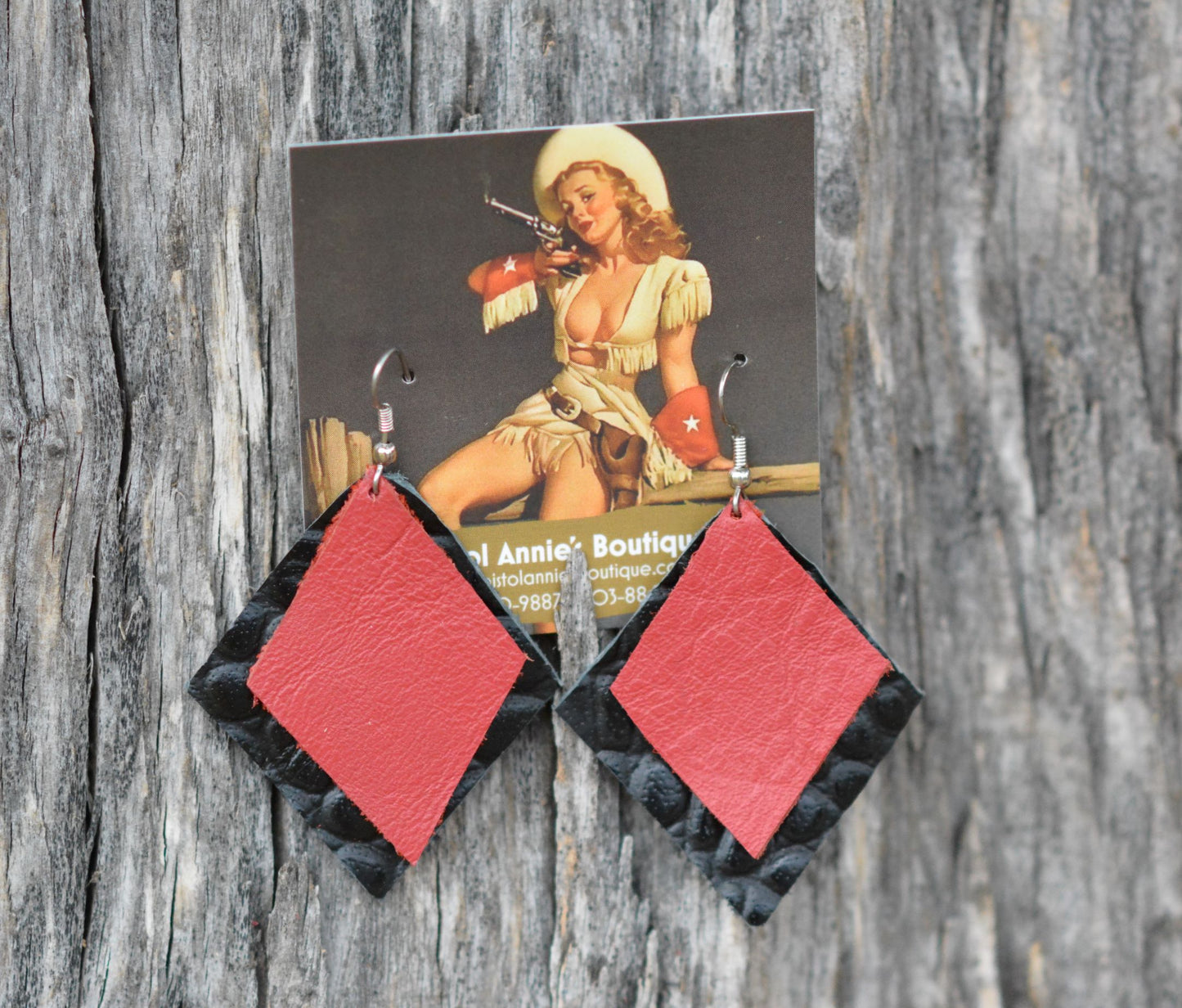 Custom Leather Earrings - Pistol Annie's Boutique