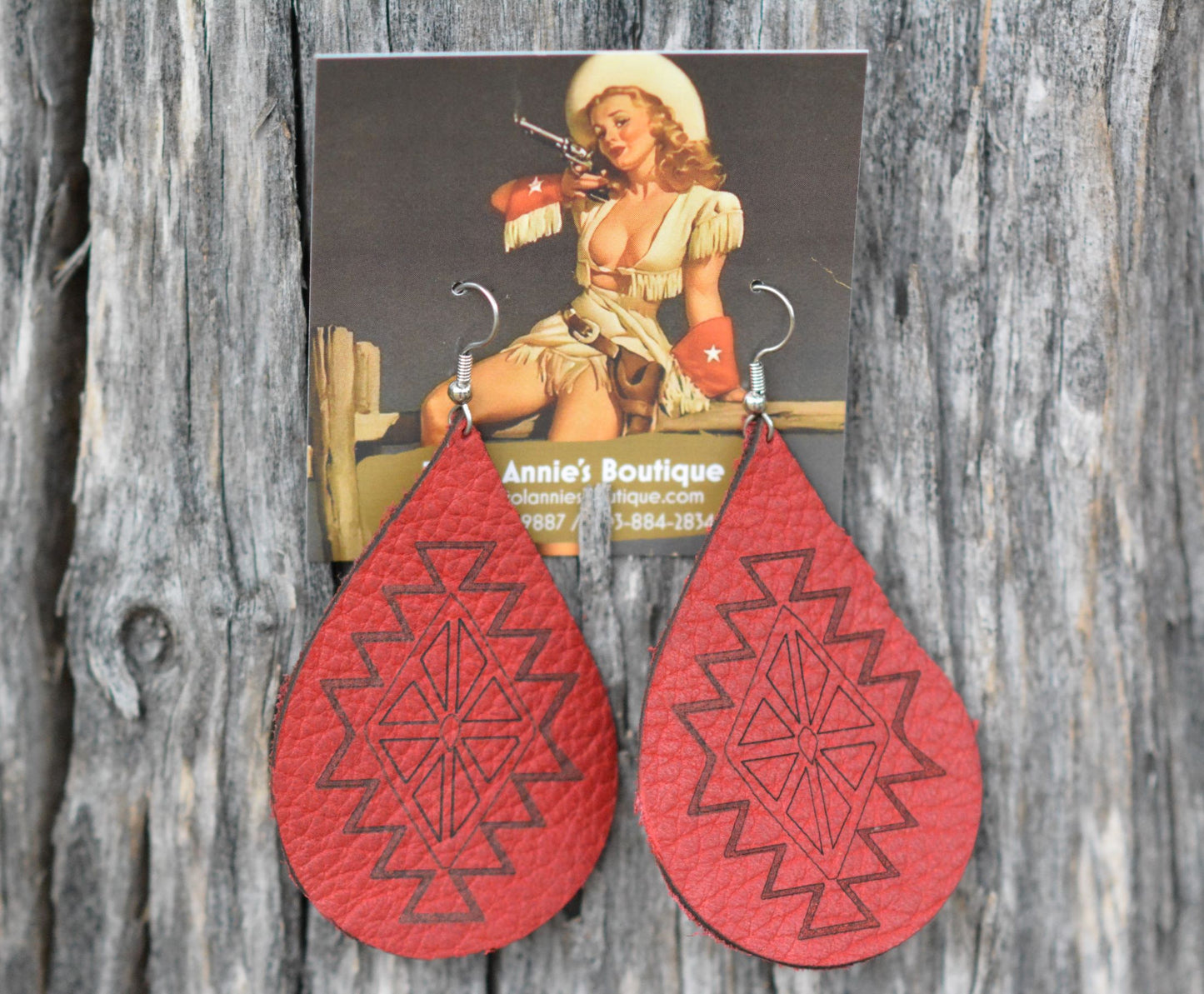 Custom Leather Earrings - Pistol Annie's Boutique