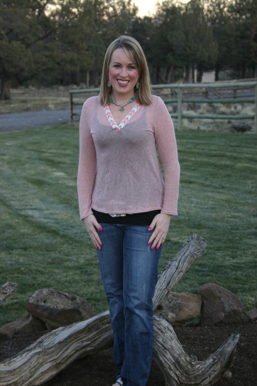 Aztec Accented Rose Knit Hoodie - Pistol Annie's Boutique