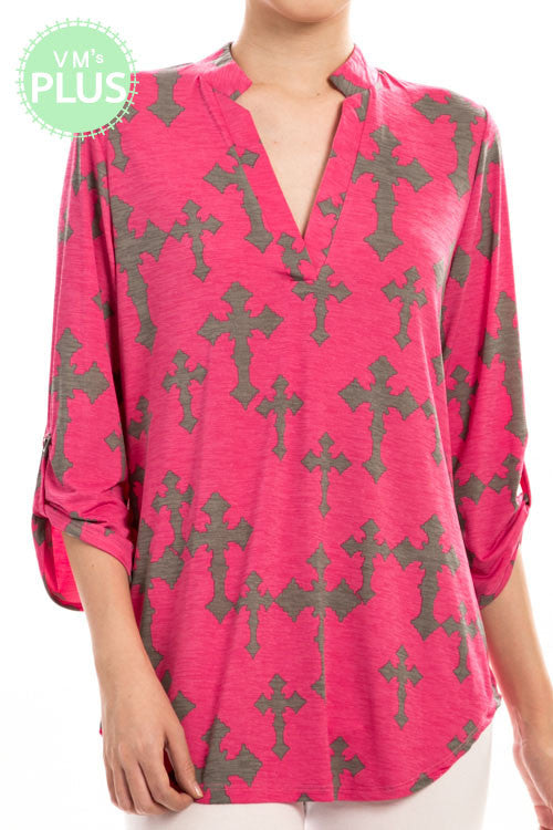 Cross Pattern Blouse - Pistol Annie's Boutique