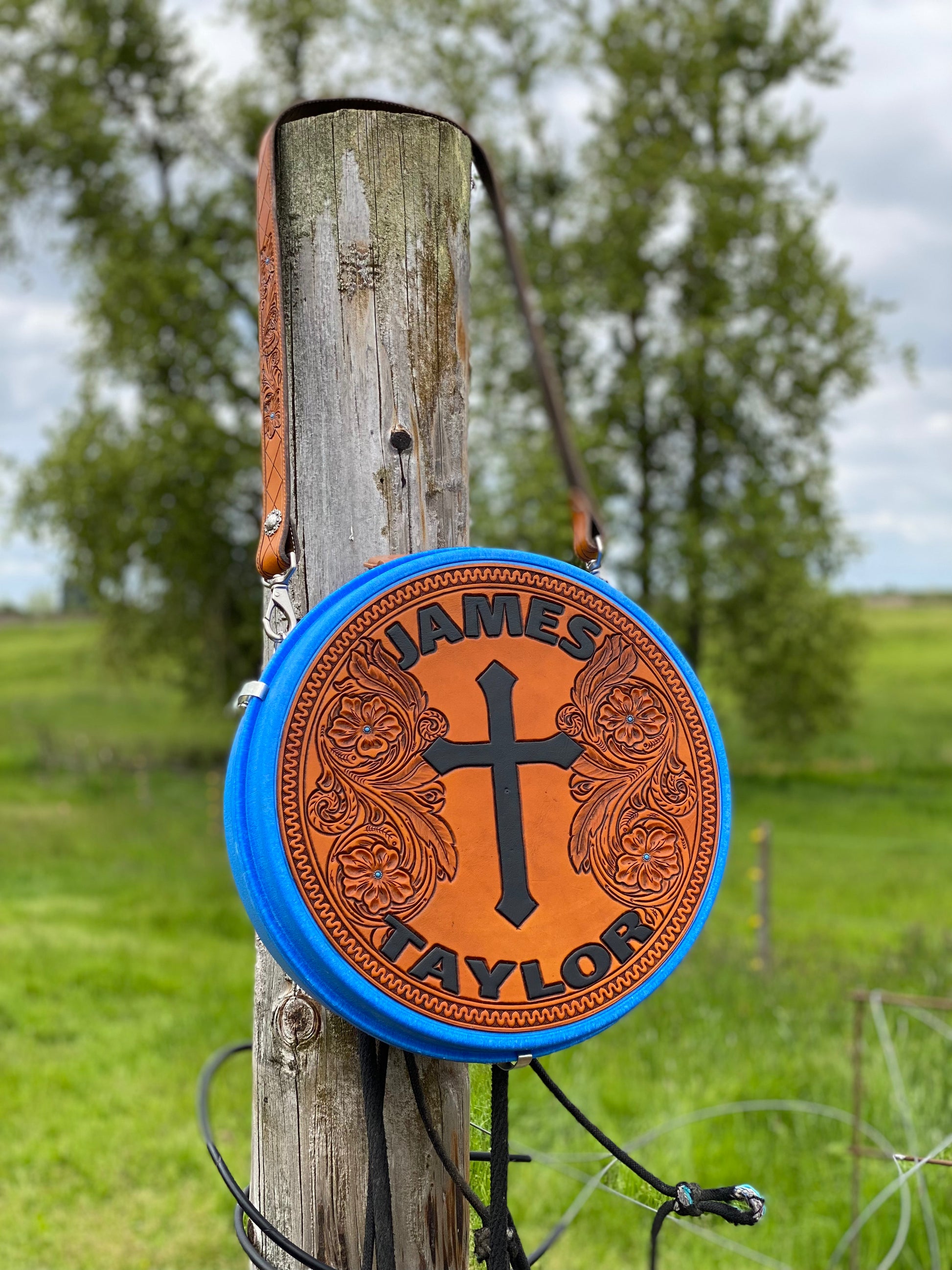 Custom Tooled Leather Rope Cans 