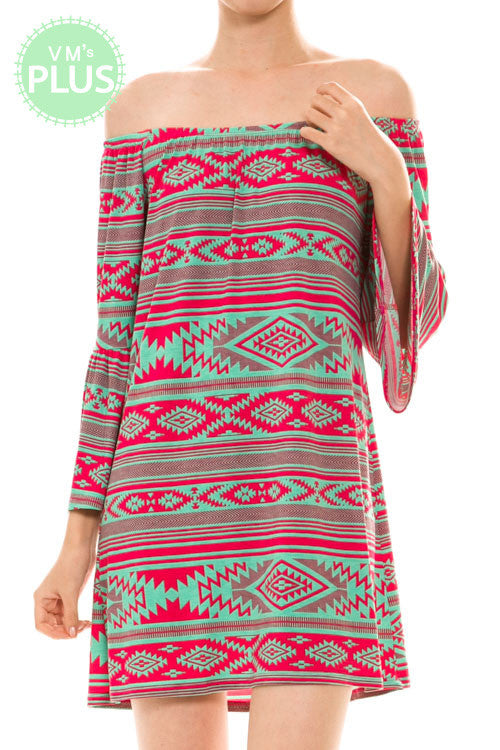 Tribal Off the Shoulder Tunic - Pistol Annie's Boutique